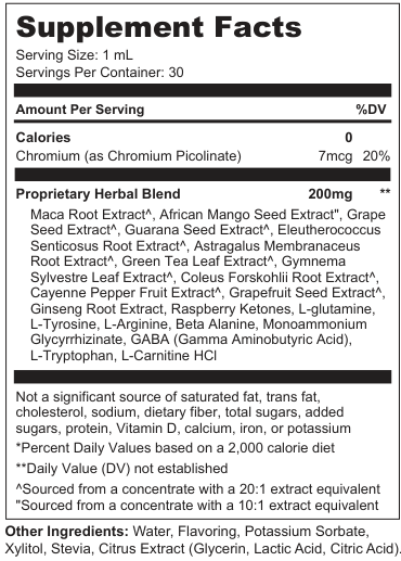 Supplement Facts for Touchline Verge
