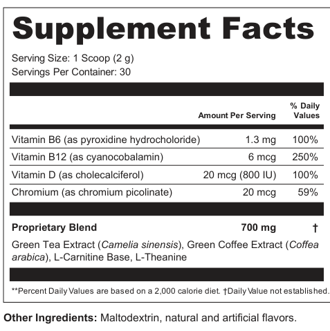 Supplement Facts for Touchline Drift